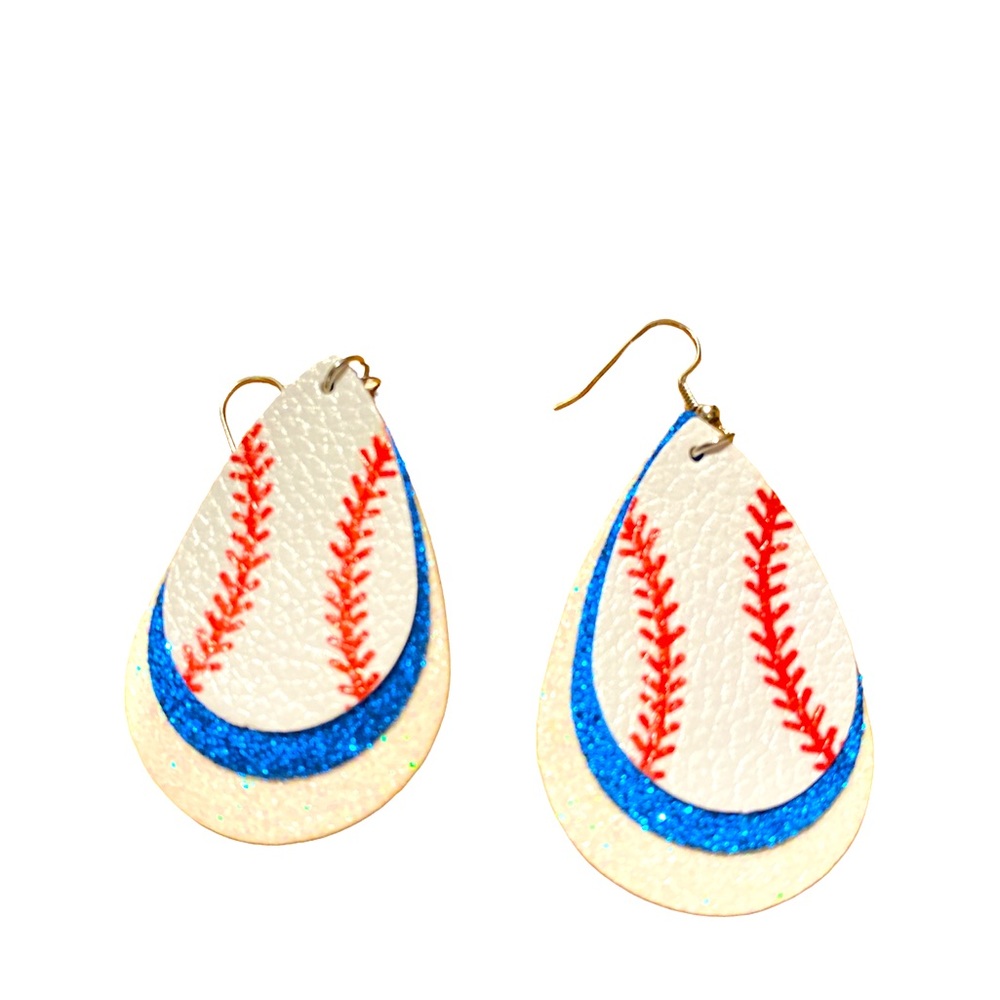 Baseball tear drop earrings